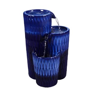Hi-Line Gift Ltd. 25-in H Blue Ceramic Tiered Fountain
