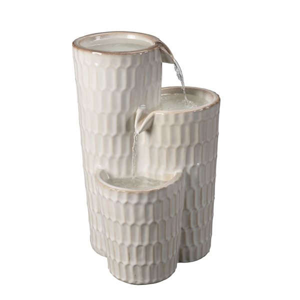 Hi-Line Gift Ltd. 25-in H Ivory Ceramic Tiered Fountain