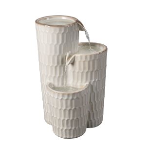 Hi-Line Gift Ltd. 25-in H Ivory Ceramic Tiered Fountain