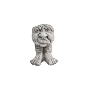 Hi-Line Gift Ltd. 8.6 W x 10.6-in H Grey and White Round Angry Face on Feet Planter