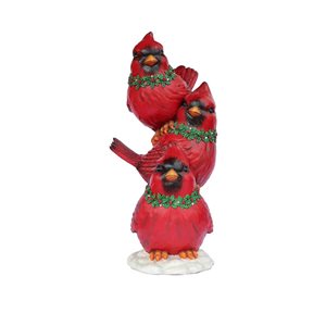 Hi-Line Gift Ltd. 26-in H Resin Battery Operated Stacked Cardinals Christmas Decoration w/ LED Lights