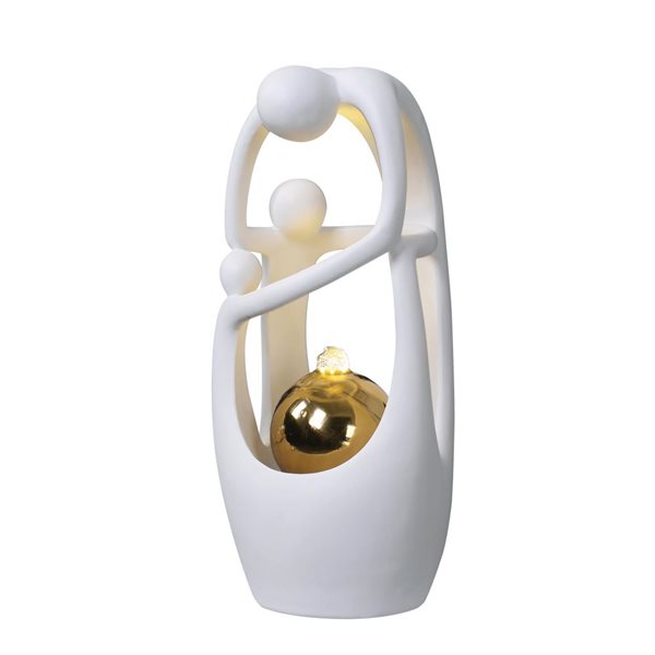 Hi-Line Gift Ltd. 19-in H White and Gold Resin Large Triple Tabletop Fountain
