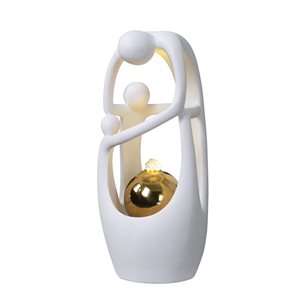 Hi-Line Gift Ltd. 19-in H White and Gold Resin Large Triple Tabletop Fountain