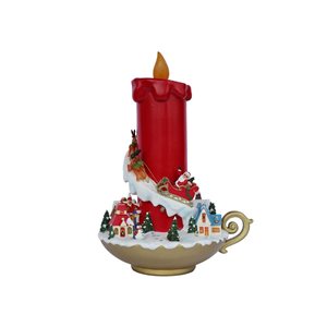 Hi-Line Gift Ltd. 13-in H Lighted Resin Battery Operated Village Candle Christmas Decoration