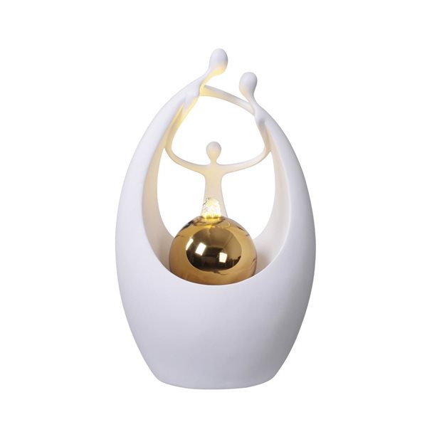 Hi-Line Gift Ltd. 17.5-in H White and Gold Resin Small Triple Tabletop Fountain