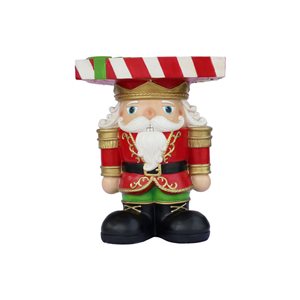 Hi-Line Gift Ltd. 18.5-in H Lighted Resin Battery Operated Nutcracker Soldier Christmas Decoration Side Table