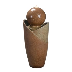 Hi-Line Gift Ltd. 34-in H Brown Ceramic Fountain Statue w/ Lights