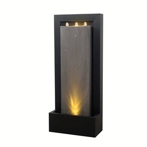 Hi-Line Gift Ltd. 47-in H Black and Grey Zinc Metal Wall Fountain w/ LED Lights