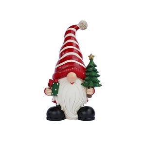 Hi-Line Gift Ltd. 18-in H Lighted Resin Battery Operated Santa Holding Christmas Tree Decoration