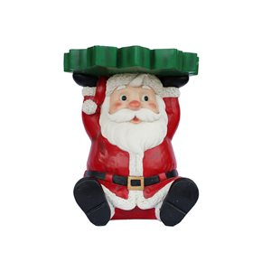Hi-Line Gift Ltd. 18-in H Lighted Resin Battery Operated Santa Christmas Decoration Side Table