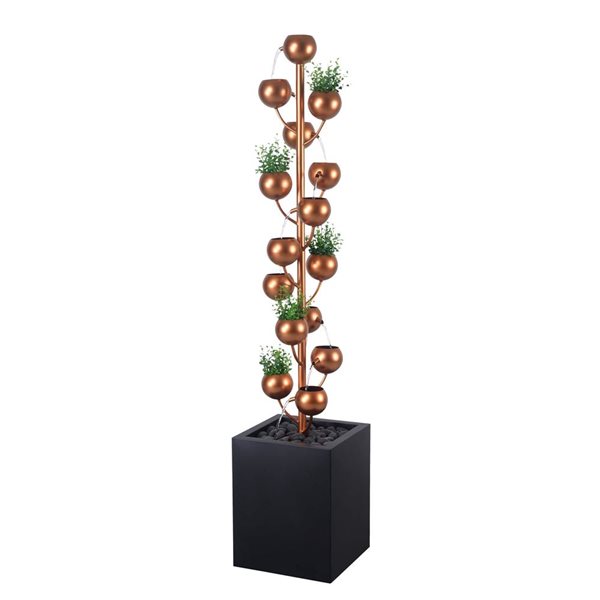Hi-Line Gift Ltd. 62-in H Gold and Black Metal Fountain w/ Planter
