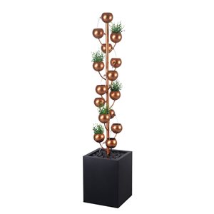 Hi-Line Gift Ltd. 62-in H Gold and Black Metal Fountain w/ Planter