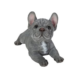 Hi-Line Gift Ltd. 5 H x 5-in W Grey Blue Polyresin Lying French Bulldog Figurine