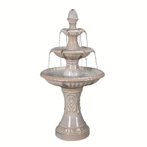 Hi-Line Gift Ltd. 47-in H Ivory Ceramic 3-Tier Fountain