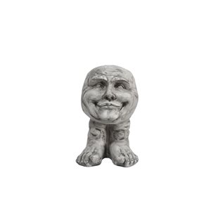 Hi-Line Gift Ltd. 8 W x 10.4-in H Round Grey and White Round Happy Face on Feet Planter