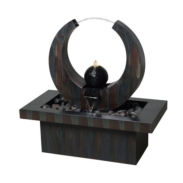 Hi-Line Gift Ltd. 27.5-in H Rusty Grey Metal Fountain Statue w/ LED Lights