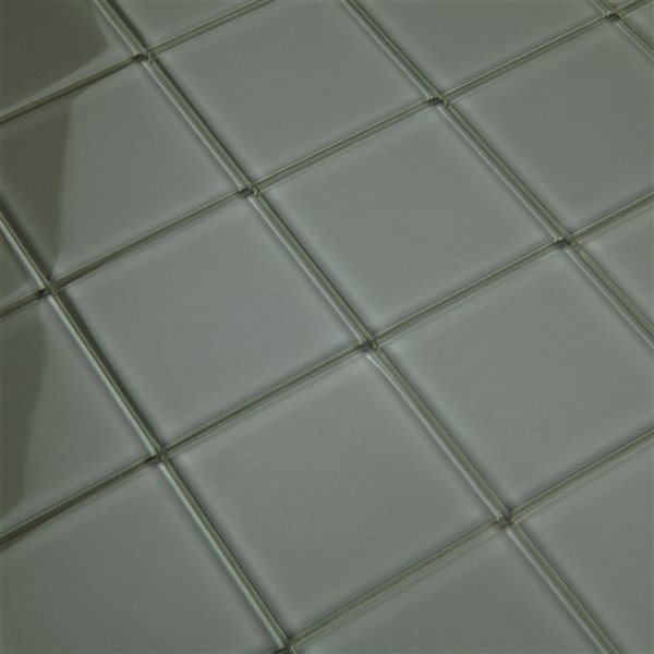 Échantillon de carreau autocollant vert Olive 2x Faster SpeedTiles 4 x 4 po en verre lustré