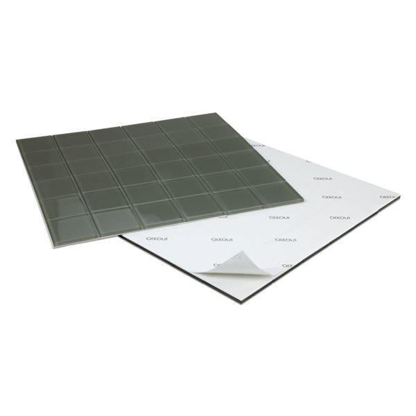 Échantillon de carreau autocollant vert Olive 2x Faster SpeedTiles 4 x 4 po en verre lustré