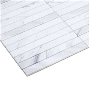 Lot de 6 carreaux autocollants blanc et gris Geranium 2x Faster SpeedTiles 12 x 12 po en pierre naturelle polie