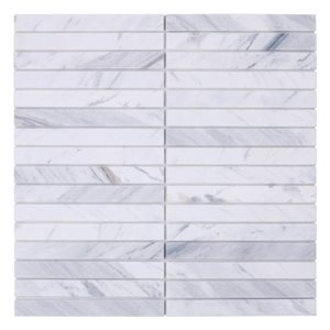 SpeedTiles 2x Faster Geranium 6-Pack White and Grey 12 x 12-in Polished Natural Stone Peel and Stick Tile