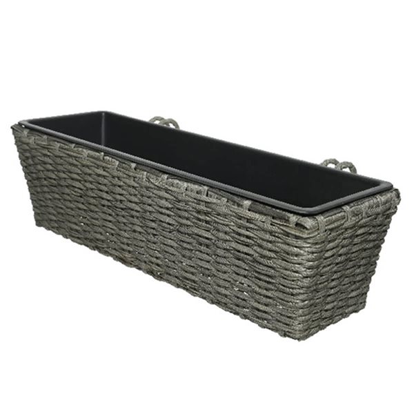 ProYard Décor Camille 23.5 x 7.5 x 6.9-in Polyrattan Rectangular Planter - Anthracite