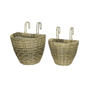 ProYard Décor Camille 2-Piece Polyrattan Hanging Balcony Planter Set - Natural
