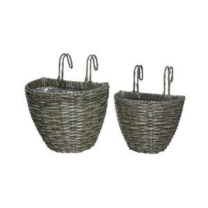 ProYard Décor Camille 2-Piece Polyrattan Hanging Balcony Planter Set - Anthracite
