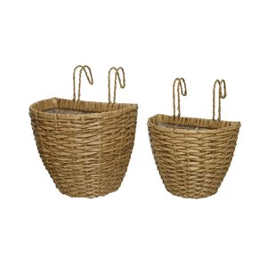 ProYard Décor Camille 2-Piece Polyrattan Hanging Balcony Planter Set - Light Brown
