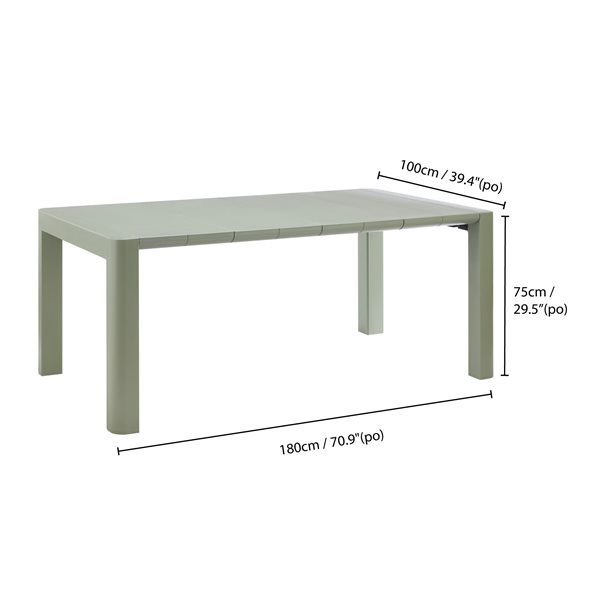 Patioflare 70IN Rectangular Patio Table, Green