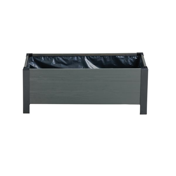 Grapevine Urban Garden 15 H x 37 D x 13-in W Grey Rectangular Wood Planter Box w/ Plastic Liner Dark Grey