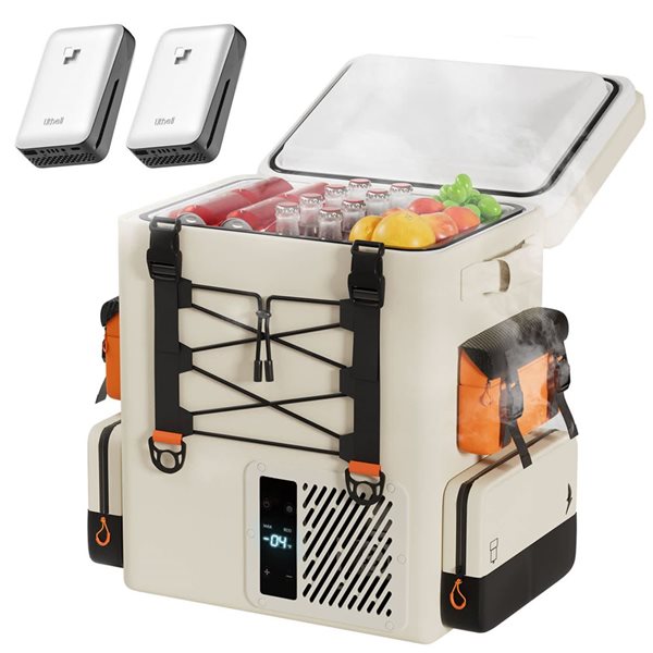 Litheli Off-White 17-L Outdoor Backpack Cooler w/ One 4.0Ah Battery