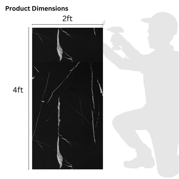 Dundee Deco 2 x 4-ft Black/White PVC UV Marble-Look Wall Panels - 2 Panels