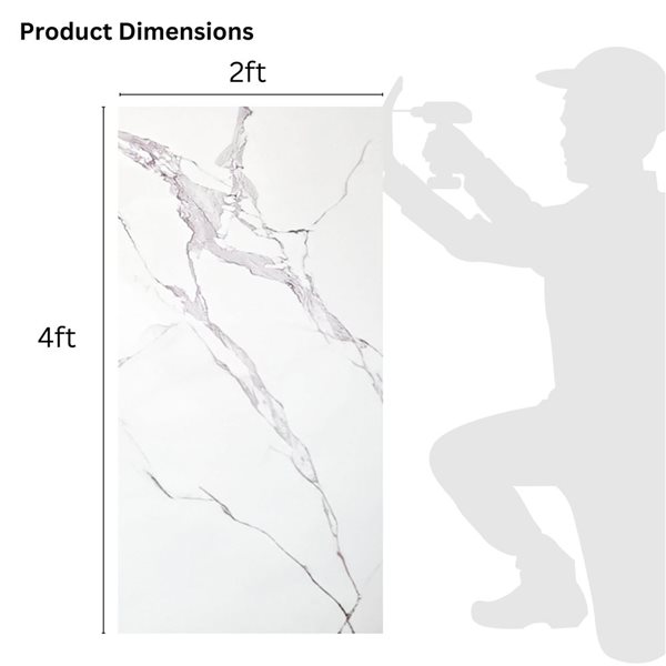 Dundee Deco 2 x 4-ft Grey/White PVC UV Marble-Look Wall Panels - 2 Panels