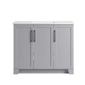 CRAFT + MAIN Brookstein 19 x 42-in Grey Wood Bathroom Vanity with White Cultured Marble Countertop