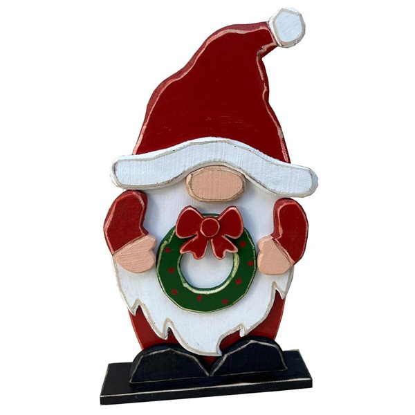 Hi-Line Gift Ltd. Medium Wooden Gnome Christmas Decor for Indoor/Outdoor Use