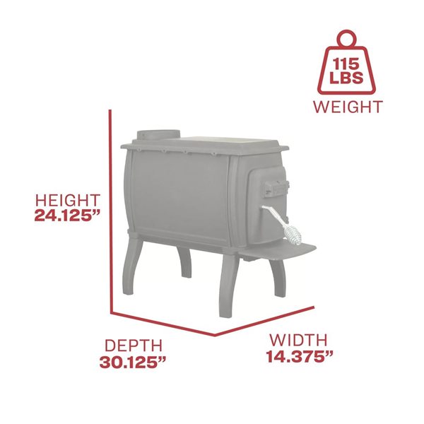 US Stove Company US1261E 900-ft² Cast Iron Log Wood Stove
