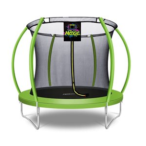 Moxie Pumpkin-Shaped 8-ft Outdoor Trampoline w/ Top-Ring Safety Enclosure - Green Apple