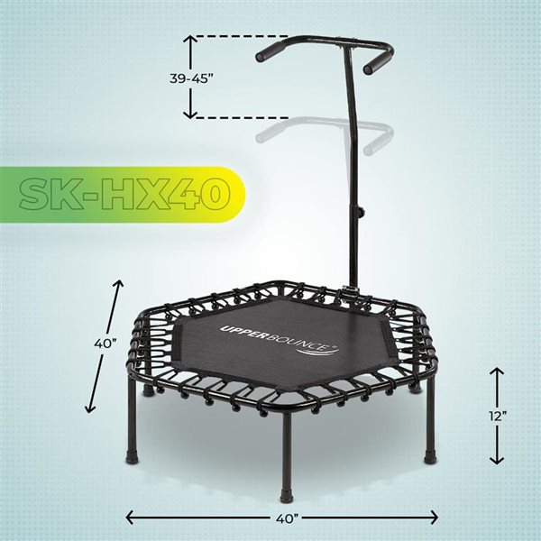 Upper Bounce 40-in Mini Hexagonal Trampoline for Kids and Adults w/ Adjustable T-Shaped Handrail