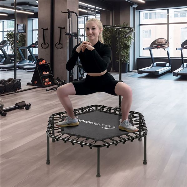 Upper Bounce 40-in Mini Hexagonal Trampoline for Kids and Adults w/ Adjustable T-Shaped Handrail