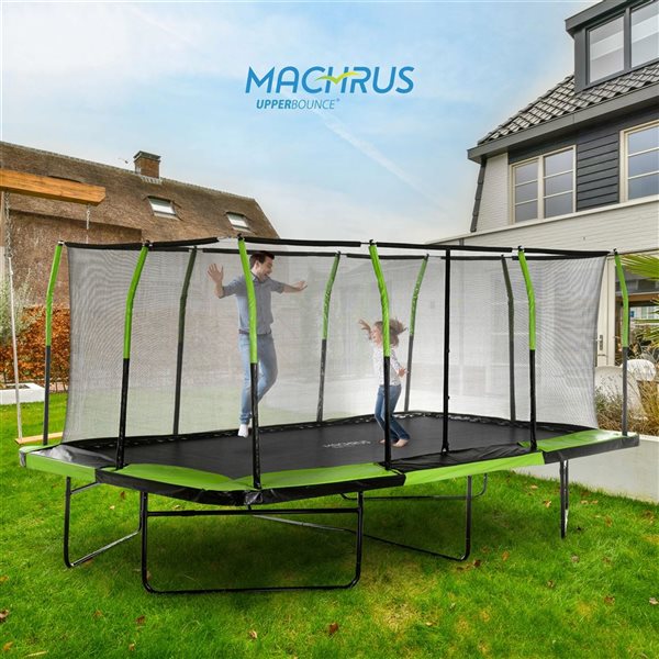 Upper Bounce Mega 10 x 17-ft Rectangular Gymnastics Trampoline w/ Top-Ring Safety Enclosure