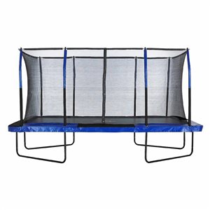 Upper Bounce 8 x 14-ft Rectangular Gymnastics Trampoline w/ Top-Ring Safety Enclosure - Blue/Black