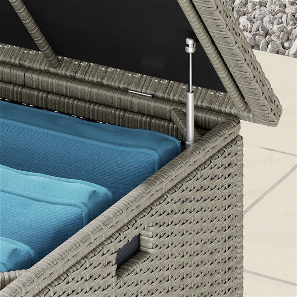 Sirio Leo 47-in W Light Grey Aluminum and Woven Resin Small Cushion Box