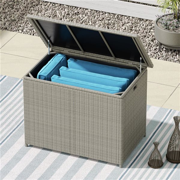 Sirio Leo 47-in W Light Grey Aluminum and Woven Resin Small Cushion Box
