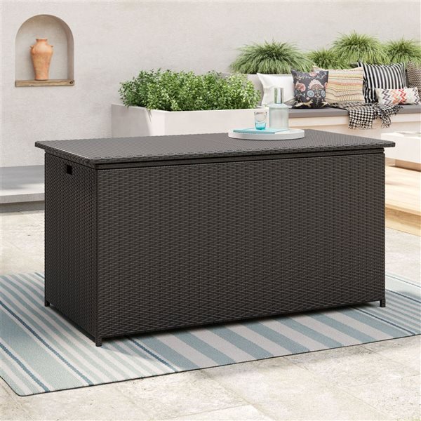 Sirio Leo 66-in W Brown Steel and Woven Resin Medium Cushion Box