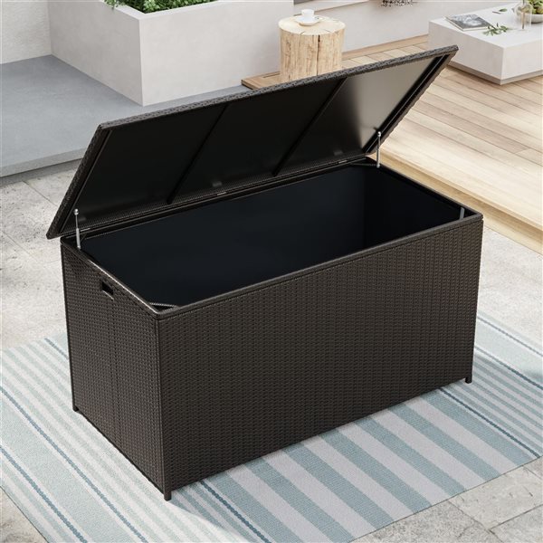 Sirio Leo 66-in W Brown Steel and Woven Resin Medium Cushion Box