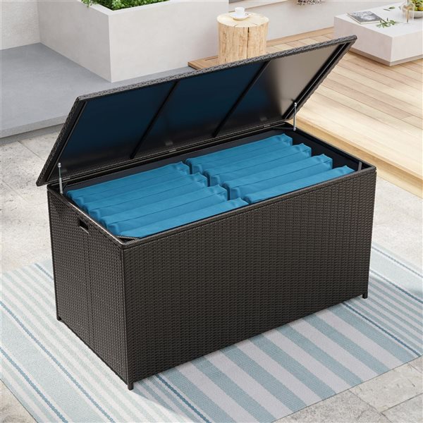 Sirio Leo 66-in W Brown Steel and Woven Resin Medium Cushion Box