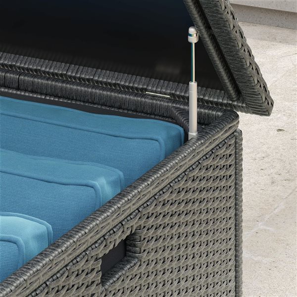 Sirio Leo 66-in W Dark Grey Teel and Woven Resin Medium Cushion Box