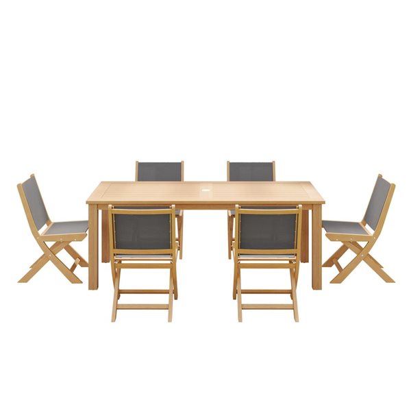 Sirio Jamie 7-Piece Dark Grey Eucalyptus Wood Dining Set