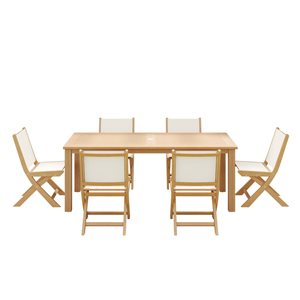 Sirio Jamie 7-Piece White Eucalyptus Wood Dining Set