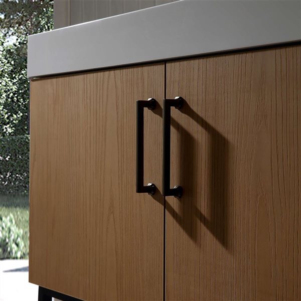 RAINLEX 48-in Freestanding Single White Rectangle Sink Bathroom Vanity with Quartz Top - Oak